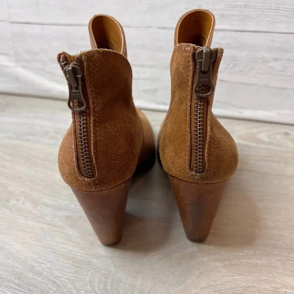 Kork-Ease Booties Womens Size 9M Brown Castanedo Suede Ankle Leather Block Heel